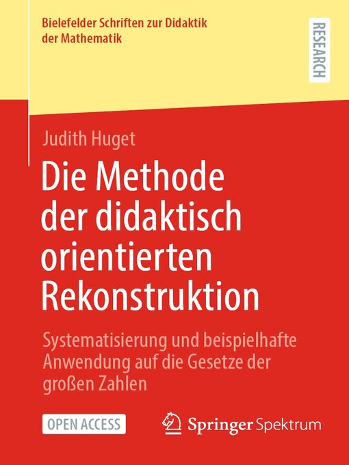 Title details for Die Methode der didaktisch orientierten Rekonstruktion by Judith Huget - Available
